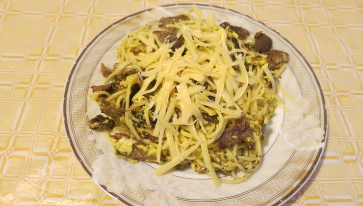 Спагетти Карбонара с говядиной
