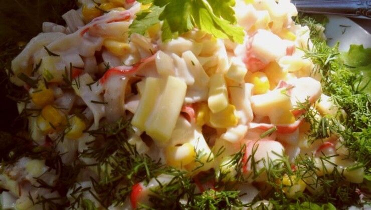 Салат от Дивы - Кальмары с сыром