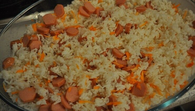 Запеканка из риса с сосисками – Шаг 8