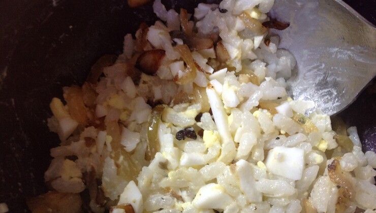 Кальмар, фаршированный грибами, рисом и сыром – Шаг 2