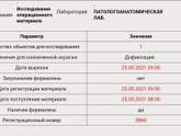 Результаты биопсии.