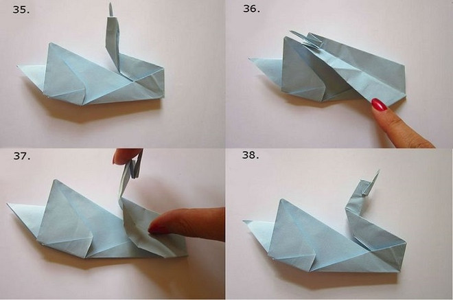Объёмный лебедь в технике оригами