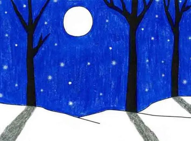 Как нарисовать зимние деревья