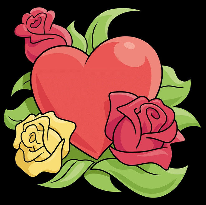 Как нарисовать сердце с розами
