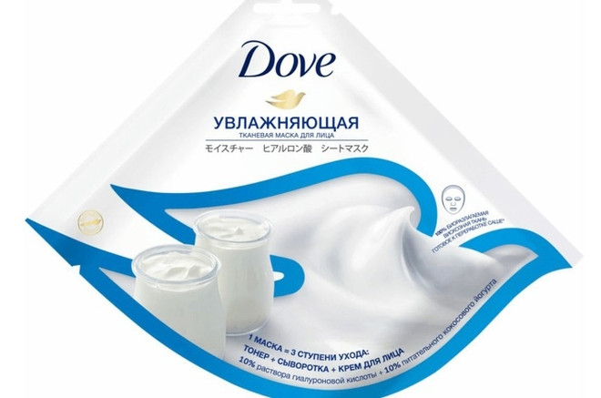 Увлажняющая тканевая маска для лица с кокосовым йогуртом и гиалуроновой кислотой Dove