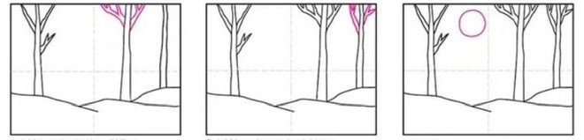 Как нарисовать зимние деревья