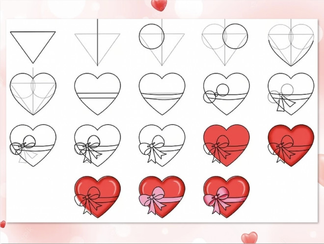 Как нарисовать сердце с бантом