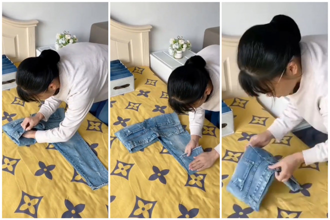 Фотоинструкция: как сложить джинсы так, чтобы они занимали минимум места в шкафу
