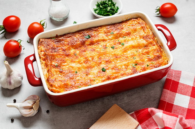 Сырная запеканка с помидорами