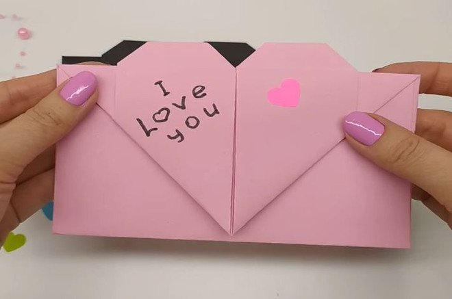 Сердечко-конверт из бумаги