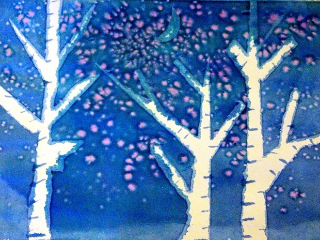 Рисунок зимний лес