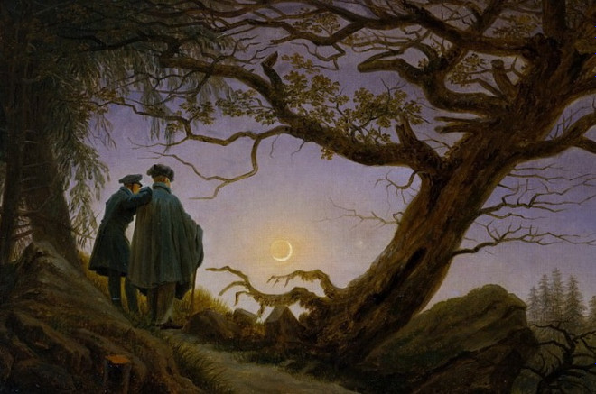 Двое мужчин, созерцающих луну