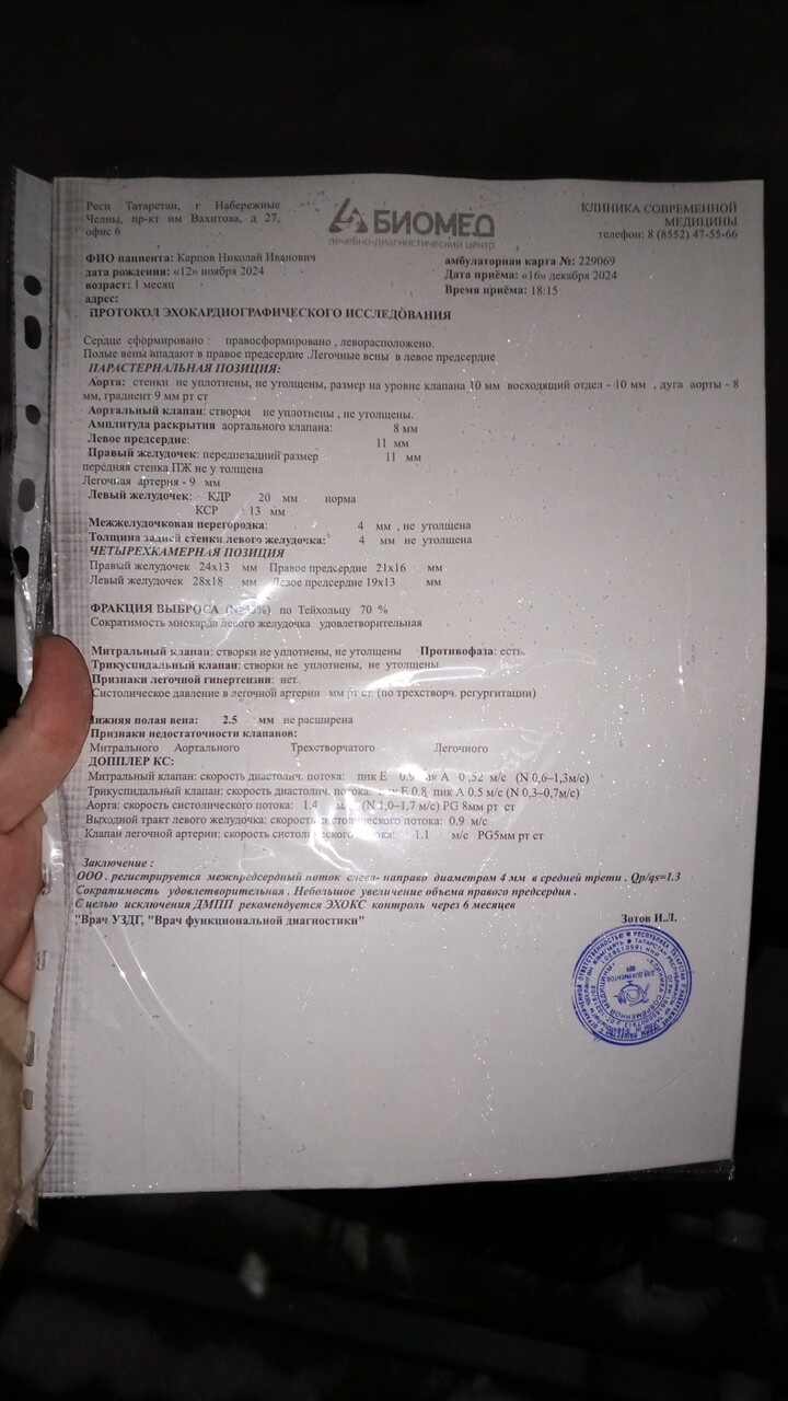Узи сердца у ребенка 1 месяц