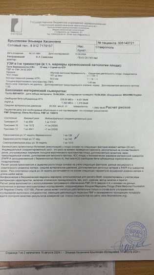 Анализы первого скрининга