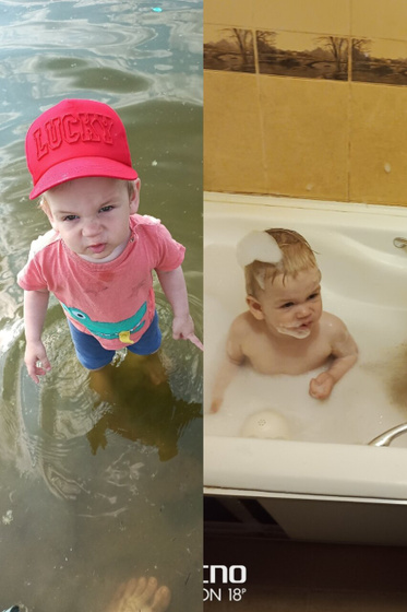 Ребенок любит воду.