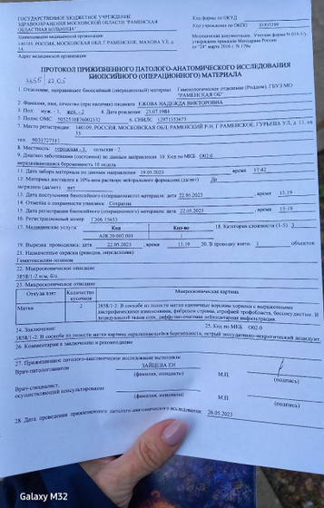Результаты гистологии