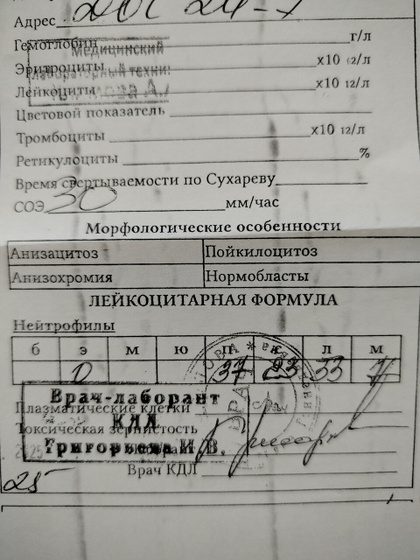 Про анализы сестры .