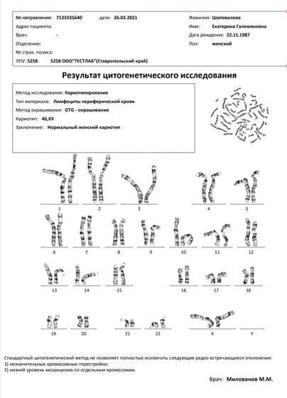 Анализ на кариотипирование