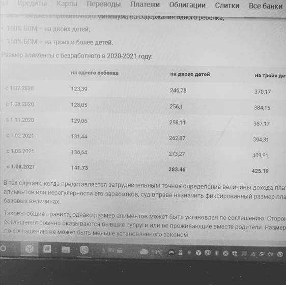 Алименты на ребенка в
