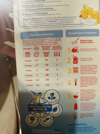 2 месяца и нормы смеси