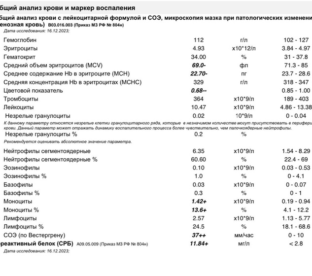 Расшифруйте плиз анализ крови