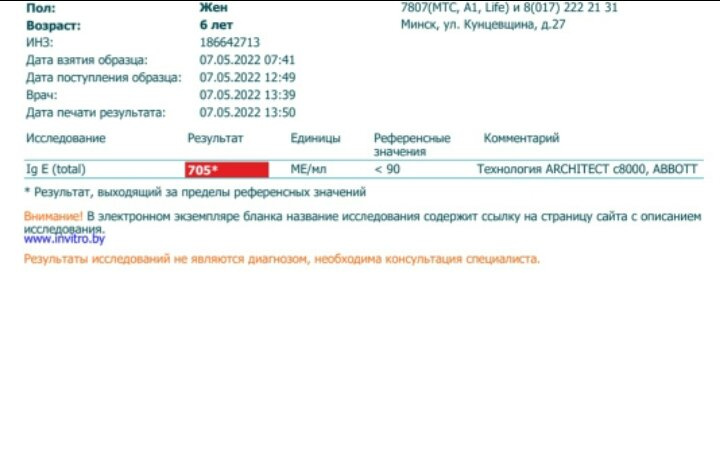 Пришел анализ иммуноглобулин е