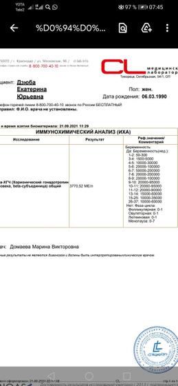Анализ ХГЧ.