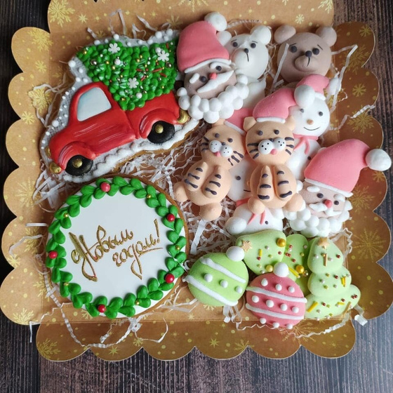 Маршмеллоу мордашки + пряники. Новый год