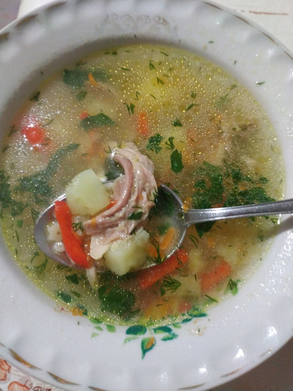 Суп из домашней курицы ..
