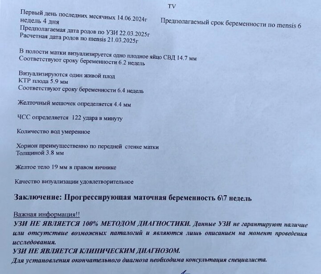 Первое узи 6.4 недели