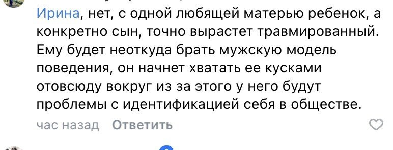 Вы тоже считаете что дети без отца будут неполноценные?