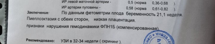 Заключение второго скрининга.